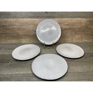 Unison Grace stoneware Grey Salad Plates 8 1/4” ~Set of 4